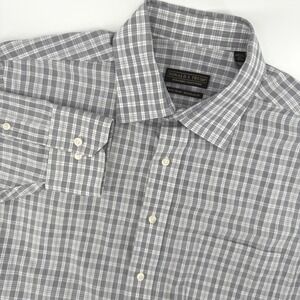 Donald J Trump Signature Collection 16.5 32/33 Grey Plaid Non Iron Dress Shirt